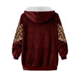 thumbnail image 7 of Winter Clearance Deals PITAUCE Womens Zip Up Plush Color Block Stitching Sherpa Flannel Winter Jacket Coat Warm Fleece Blanket Jackets with Hood for Women Wine L, 7 of 7