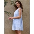 thumbnail image 4 of DARING DIVA Women's Gingham Flowy Swing Plaid Tiered Short Dresses XL Light Blue, 4 of 6