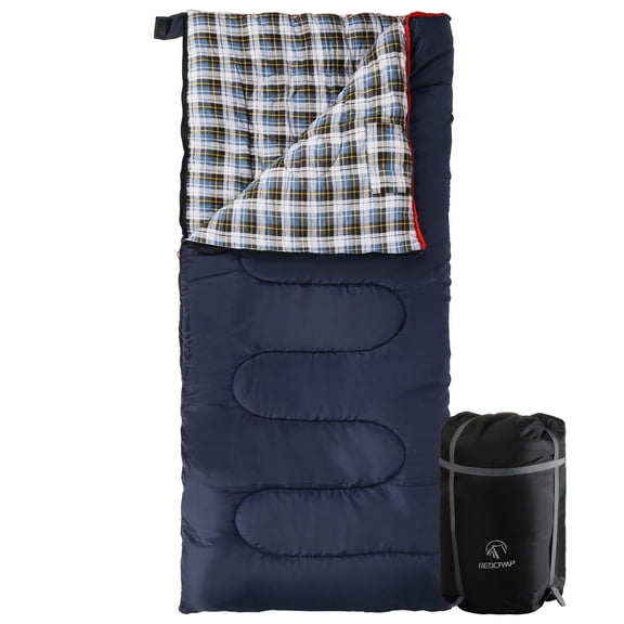 REDCAMP Cotton Flannel Sleeping Bag for Camping Backpacking, Adults Cold Weather Envelope Sleeping Bags with 6lbs Filling