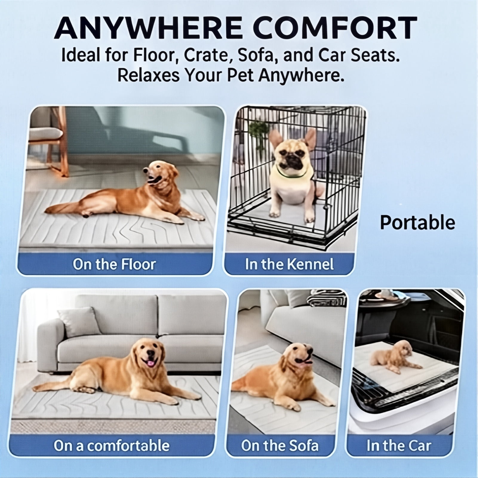 Kobolaf Dog Cooling Mat, Kobolaf Cooling Mat, Contact-Cooling Design—soft and Durable, Multi-layered Structure and Easy to Maintain, Machine-Washable and Portable, Suitable for Dogs