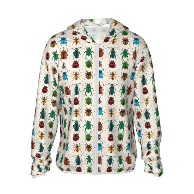 Vsdgher Sweat à Capuche Imprimé Insectes Dessin Animé pour Hommes Femmes, Manches Longues Protection Solaire Pêche pour Course Natation-Petit