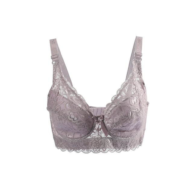 SOSTENES CHIC para Mujeres Copas Completas Transpirables Confort Encaje Floral Cobertura Completa Sin Almohadillas Con Aros Talla 40/90 Ajuste 38B/C Ciruela