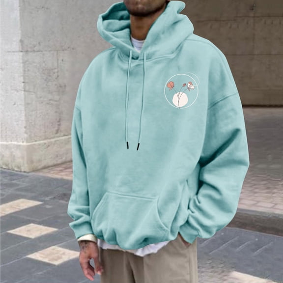 Aloohaidyvio Men's Hoodie Long Sleeve Casual Pullover Hooded Sweatshirt Fashion Drawstring Hoodies with Pocket