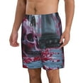 thumbnail image 2 of Kdxio Gothic Red Skull Cemetery Pattern Mens Casual Shorts - Drawstring Summer Beach Sports Shorts for Men, 2 of 5