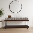 thumbnail image 2 of Modern Upholstered Bench with Shoe Rack & Cushion Seat – Wooden Frame with Fabric Top – Entryway, Bedroom, or Hallway Seating Gray Geometric Pattern, 2 of 5