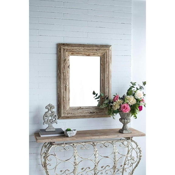 39" Natural Distressed Wood Framed Accent Mirror
