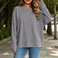 thumbnail image 6 of Chbgutlmr Womens Tops Long Sleeve Crew Neck Oversized T-Shirts with Pocket Casual Loose Fall Solid Color Basic Tops, 6 of 9