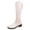 Beige, variant on DeHolifer Women's Knee-High Boots Faux Leather Elastic Boots Low Heel Square Toe,Side Zipper Tall Boots