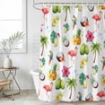 thumbnail image 4 of Flamingos Bathroom Shower Curtains with 12 Hooks Polyester Waterproof Shower Curtain for Stalls and Bathtubs Tropical Summer Botanical Fruits Decorative Bathroom Privacy Curtain 60x72 Inches, 4 of 9