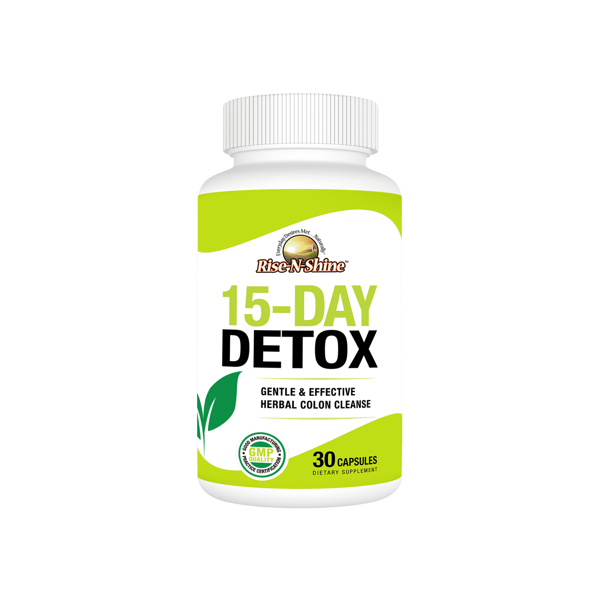 Rise-N-Shine 15 Day Detox Colon Cleanse with Senna, Cascara Sagrada, Fiber, Acidophilus, 30 Count