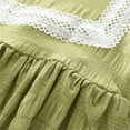 thumbnail image 2 of LEEy-world Robe de Fille de Fleur Contraste Maille Manches Courtes Taille Haute Évasé une Robe Courte de Ligne, Vert, 2 of 5