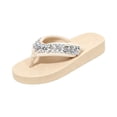 thumbnail image 2 of Rhinestone Sandals for Women Open Toe Platform Sandals Comfortable Summer Sparkly Casual Slip On Beach Slides Arch Support Slippers Wedding Party Dress Shoes 41, 2 of 9