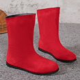 thumbnail image 5 of B91xZ Winter Boots for Women Retro High Heel Suede Zipper Mid Calf Booties,Red 7, 5 of 5