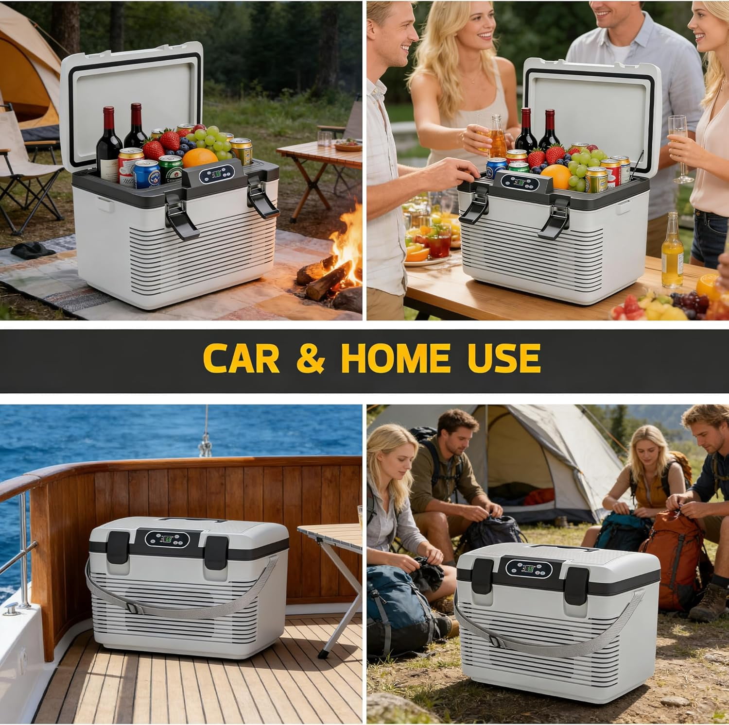 Advwin 21QT Electric Cooler, Portable 12V Car Refrigerator Plug-in Coolers for Camping, Travel, Grey