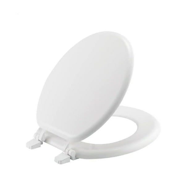 White Round Enameled Wood 17”x14.5” Front Toilet Seat