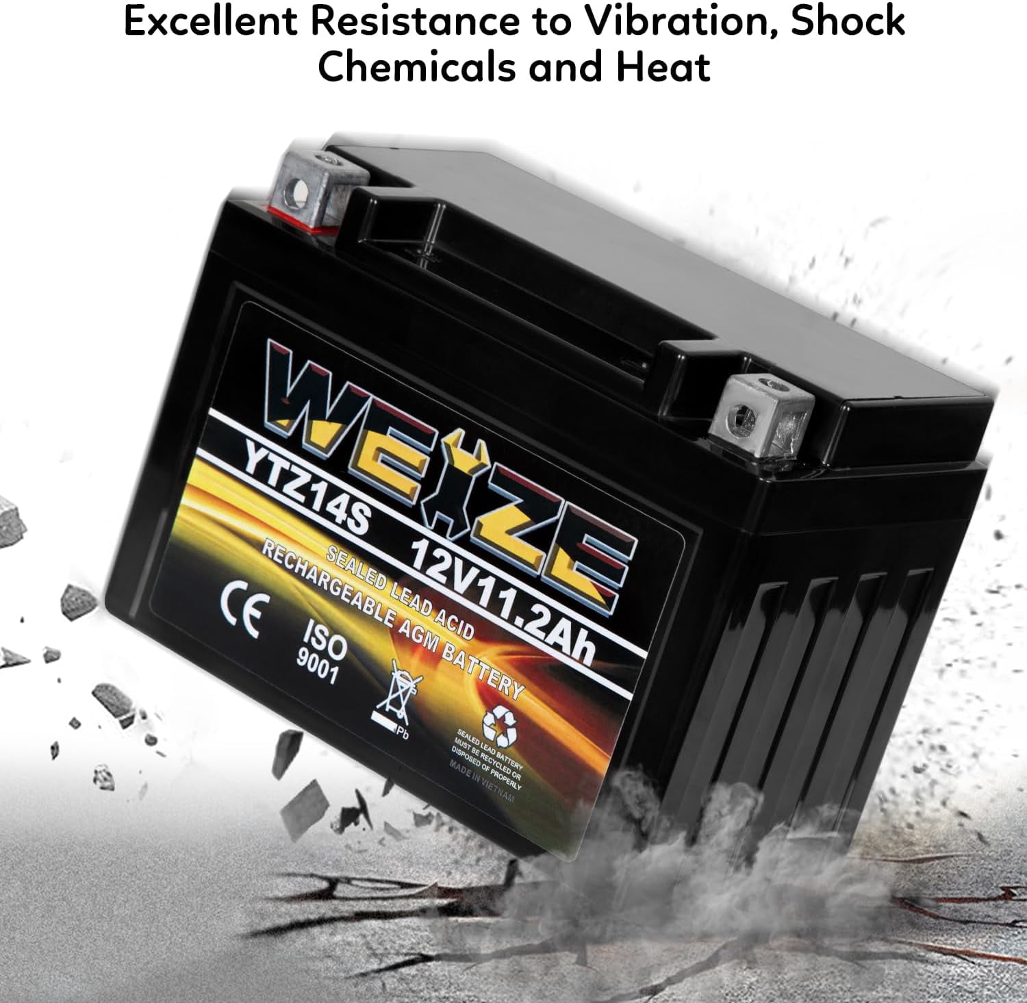YTX14 BS ATV Battery High Performance - Maintenance Free - Sealed AGM YTX14-BS Motorcycle Battery compatible with Honda Suzuki Kawasaki Yamaha scooter snowmobile