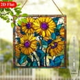 thumbnail image 5 of Bohemian Sunflower Window Hanging Decor - Stained -like Acrylic Suncatcher with Vibrant Yellow Sunflowers Purple Background, 8x8 Inch IndoorOutdoor Hanging Ornament for Garden, Home, 5 of 8
