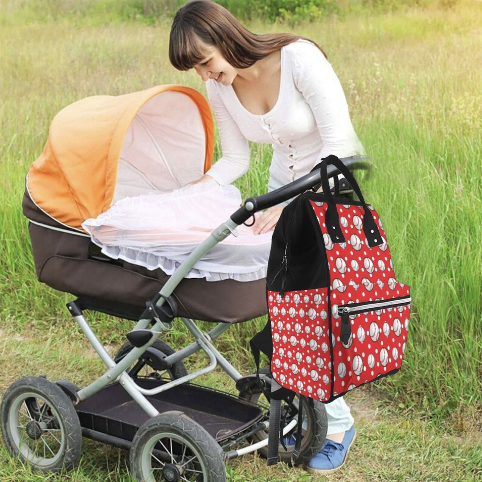 Kdxio Baby Diaper Backpack,Multi-Function Travel Backpack Nappy Bags,Nursing Bag, Fashion Mummy,Roomy Waterproof for Baby Care(Cute Baseball)