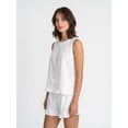 thumbnail image 3 of ZToonmas Women's 2 Piece Outfits Sleeveless Lace Trim Ruffle Hem Top and Ruffle Shorts Set Solid Casual Summer Loungewear, 3 of 9