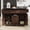 Brown, variant on Alvantor Mobile Kitchen Island Carts Rolling Buffet Storage Cabinet with Drop Leaf & Trash Can,Versatile Kitchen Table on Wheels for Dining Room Living Room Grey