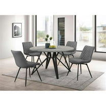 Pemberly Row 5-Piece Round Contemporary Wood Dining Set in Gunmetal and Gray