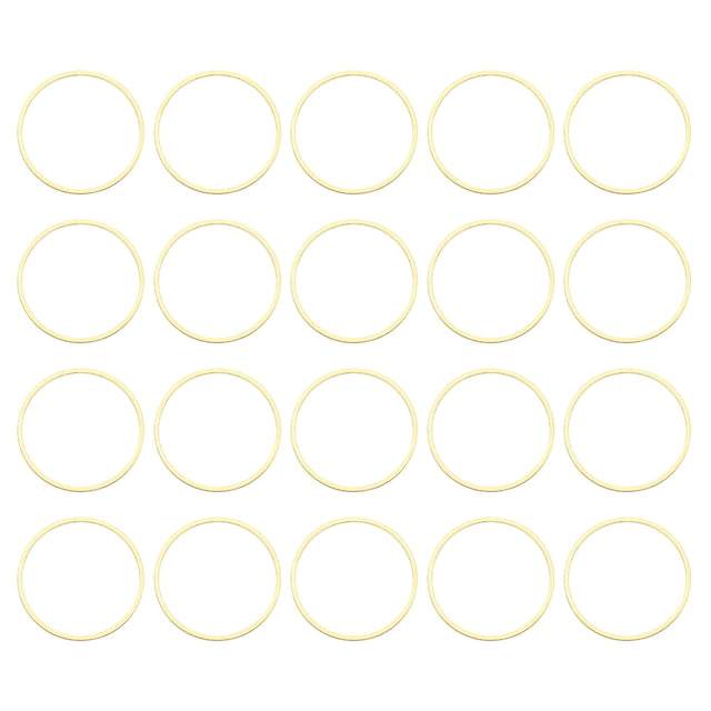 Unique Bargains 50 Pack 20mm Brass Hollow Circle Bezel Round Linking Rings(Gold)