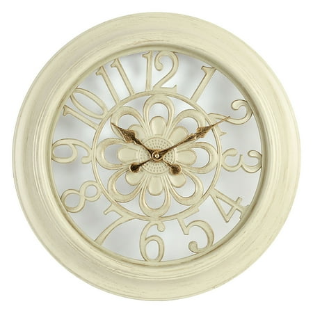Empire Clock - Empire 18 inch Decorative Wall Clock, Antique White