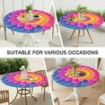 thumbnail image 7 of Rainbow Tie Dye Floral Pattern Round Fitted Tablecloth with Elastic Edge,Dining Table Cover Waterproof,Outdoor Round Tablecloth for Camping,Dining,Indoor and Outdoor, 7 of 7