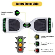 SISIGAD Bluetooth Hoverboard with LED Lights, 6.5 In. Hover Board Self Balancing Scooter, Suit for Adults and Kids, White
