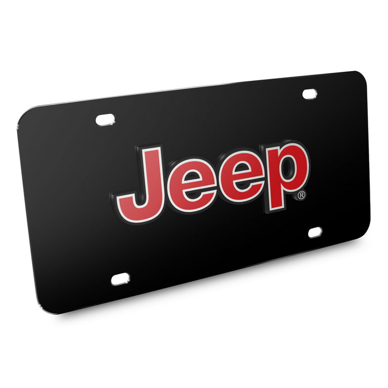 Lavet til at huske historie Somatisk celle Jeep Red Logo Black Stainless Steel License Plate - Walmart.com