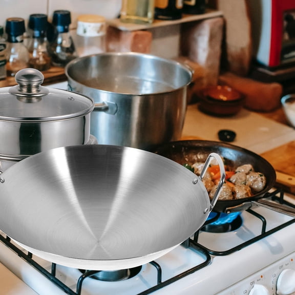ULTNICE Stainless Steel Wok Premium Material Easy to Clean
