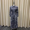 thumbnail image 4 of AURA Plus Size Printed Swing Midi Dress Long Sleeve Polo Collar High Waist Belted Banquet Spring Fall Dress, 4 of 10