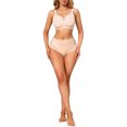 thumbnail image 2 of INSPIRE CHIC Women's V-Neck Mesh Full Coverage Wireless Soft Cup Wide Adjustable Straps Minimizer Bras Small Beige, 2 of 5