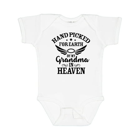 

Inktastic Handpicked for Earth by My Grandma in Heaven Angel Wings Gift Baby Boy or Baby Girl Bodysuit