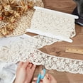 thumbnail image 3 of 4 Yards Cotton Lace Trim 73mm Wide Wavy Edged Lace Ribbons Flat with Flower Pattern Linen Lace Trim Sewing Cotton Lace Ribbon for Crafts Gift Wrapping Bridal Wedding Decoration, 3 of 5