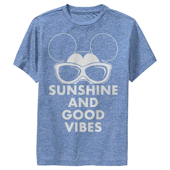 Boy's Mickey & Friends Sunshine and Good Vibes Mickey Performance Graphic Tee Royal Blue Heather Large