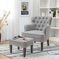 thumbnail image 3 of Kinmars Accent Chairs with Ottoman, Comfy Reading Chair for Bedroom Living Room, Upholstered Button Tufted Lounge Club Armchair and Ottoman Set(Gray), 3 of 9