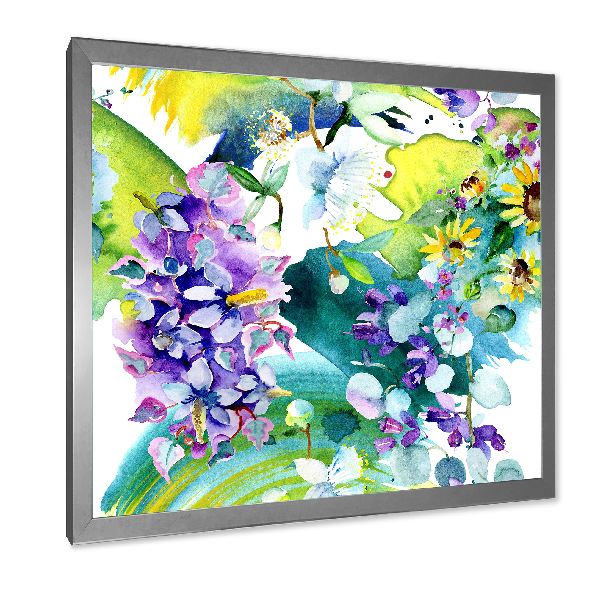 Designart 'Bouquet of Sunflowers and Wildflowers' Farmhouse Framed Art Print