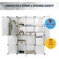 thumbnail image 4 of 16 Cube Bedroom Armoire Wardrobe Closet Organizer, DIY Plastic Portable Closet Storage Cube Cabinet Organizer with Hanging Rod, 4 of 8