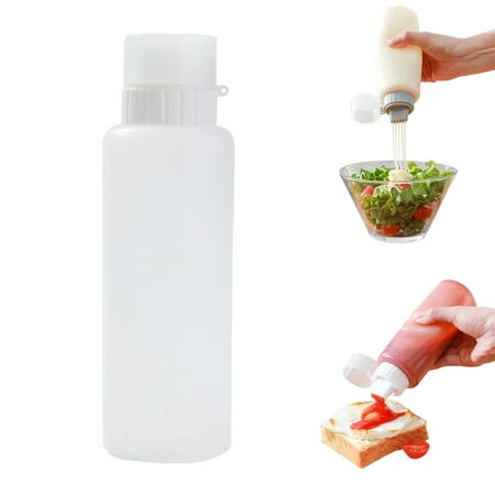 

LICHENGTAI Condiment Bottle 5 Hole with Leak-proof Lid Sauce Bottle Honey Ketchup Salad Dressing Container Kitchen Supplies White L