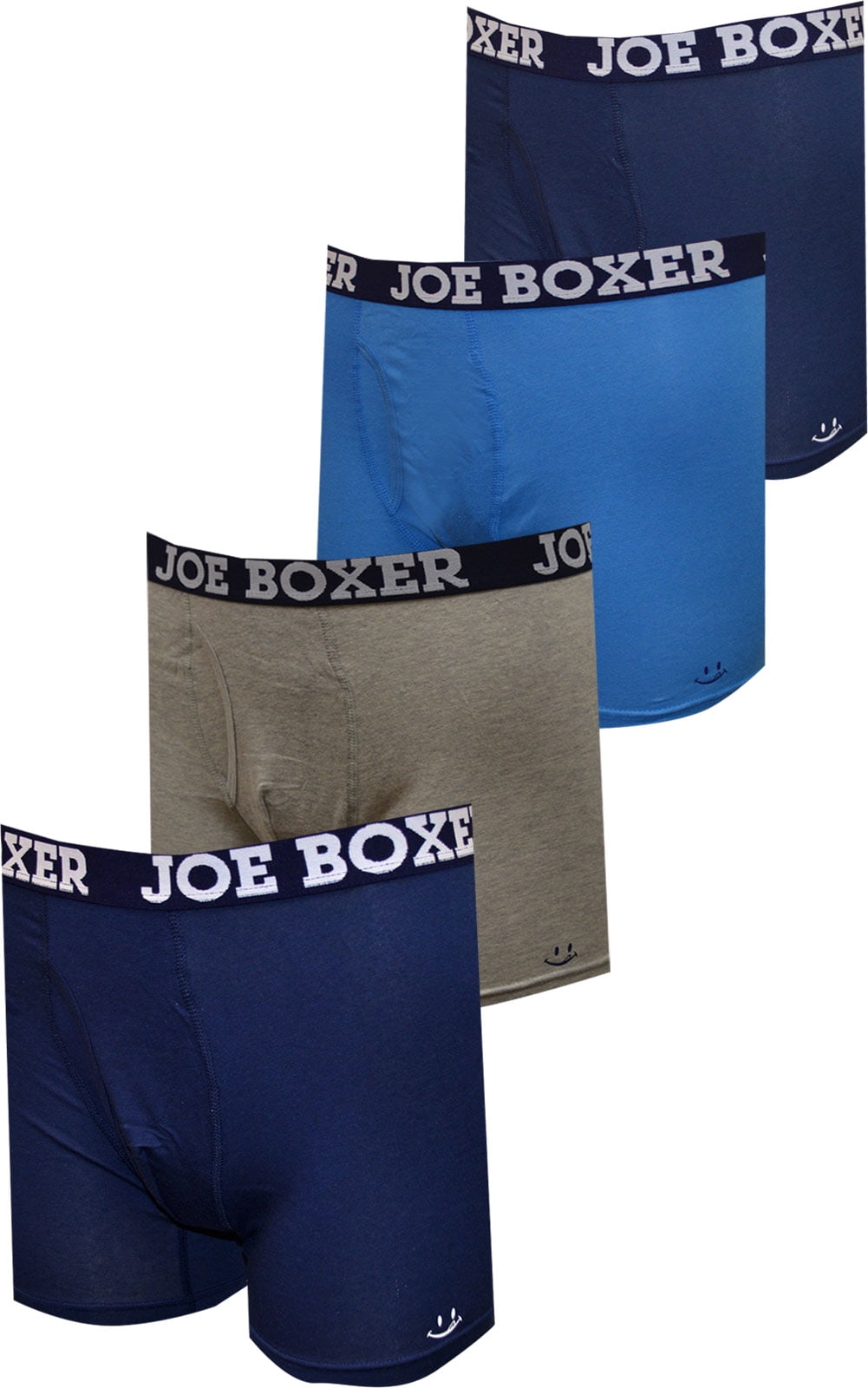 Joe Boxer Men's Joe Boxer Blue Hues Cotton 4 Pack Boxer Briefs (Medium