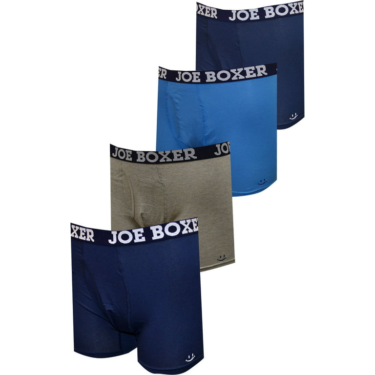 Joe Boxer Men's Joe Boxer Blue Hues Cotton 4 Pack Boxer Briefs (Medium)