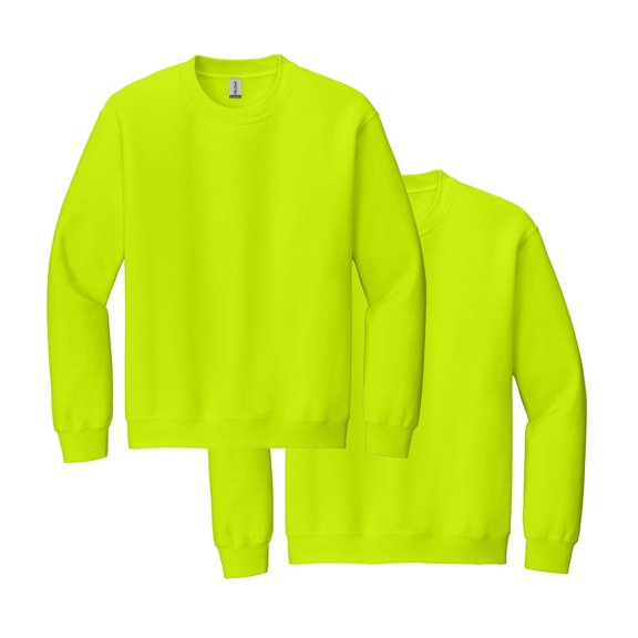 Gildan High Visibility Safety Sweatshirt - Heavy Blend Fleece Pullover, Seamless Safety Green, 8oz, Size S, Pack-2