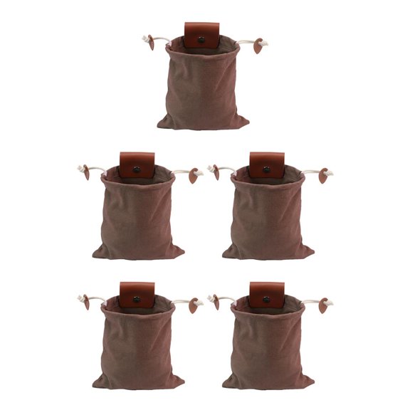 Soidarity Bolsa de forraje PU seta con cordón cosecha bolsa organizador contenedor Camping regalos para cinturones marrón 5piezas