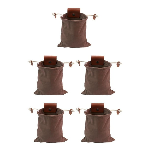 Soidarity Bolsa de forraje PU Mini Mushroom Cosecha Bolsa Llaves Monedas Contenedor Acampar al aire libre Cinturón marrón marrón 5piezas