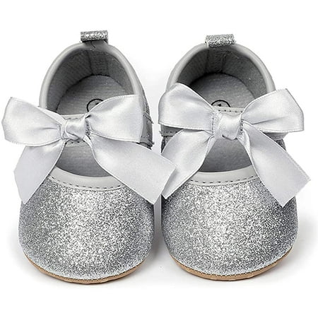 Baby Girl Mary Jane Flats Lace Bow Non-Slip Soft Sole Newborn First Walker Wedding Princess Party Dress Shoes