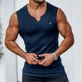 thumbnail image 4 of Summer New Gym Sports Fitness Men Vest Classic V-Neck Vertical Stripe High Stretch Sleeveless T-Shirt Running Training Clothing, 4 of 6