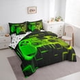 thumbnail image 2 of Green Yellow Gaming Comforter Set 7 Piece Bed in a Bag Twin,Gamer Bedding Sets Neon Lights Abstract Geometry Sheet Set with Comforter Gamer Room Decor, 2 of 5