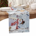 thumbnail image 6 of Red Blue Christmas Cotton Linen Table Runner for Dining Kitchen, Snowman Xmas Snowflake Winter Birds Wedding Outdoor Party Tablerunners Decoration, Dresser Scarf Coffee Tablecloth Runners 13"x72", 6 of 9