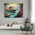 thumbnail image 2 of ONETECH  Trippy Forest Tapestry Animal Fantasy Waterfall Rafting Wall Hanging Nature Landscape Fairy Tale World Animal Tapestry Flannel for Bedroom Living Room Dorm Decor, 2 of 7